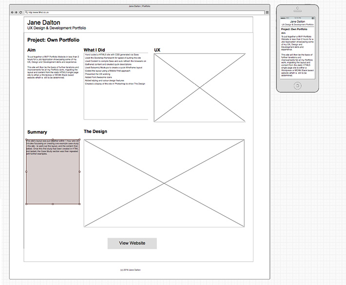 Portfolio UX Wireframe